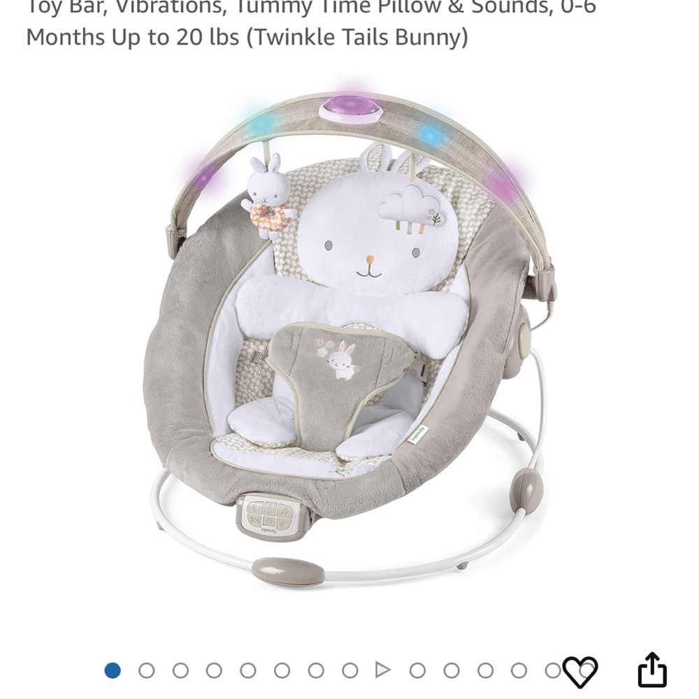 Gray Baby Bouncer with Toy Bar